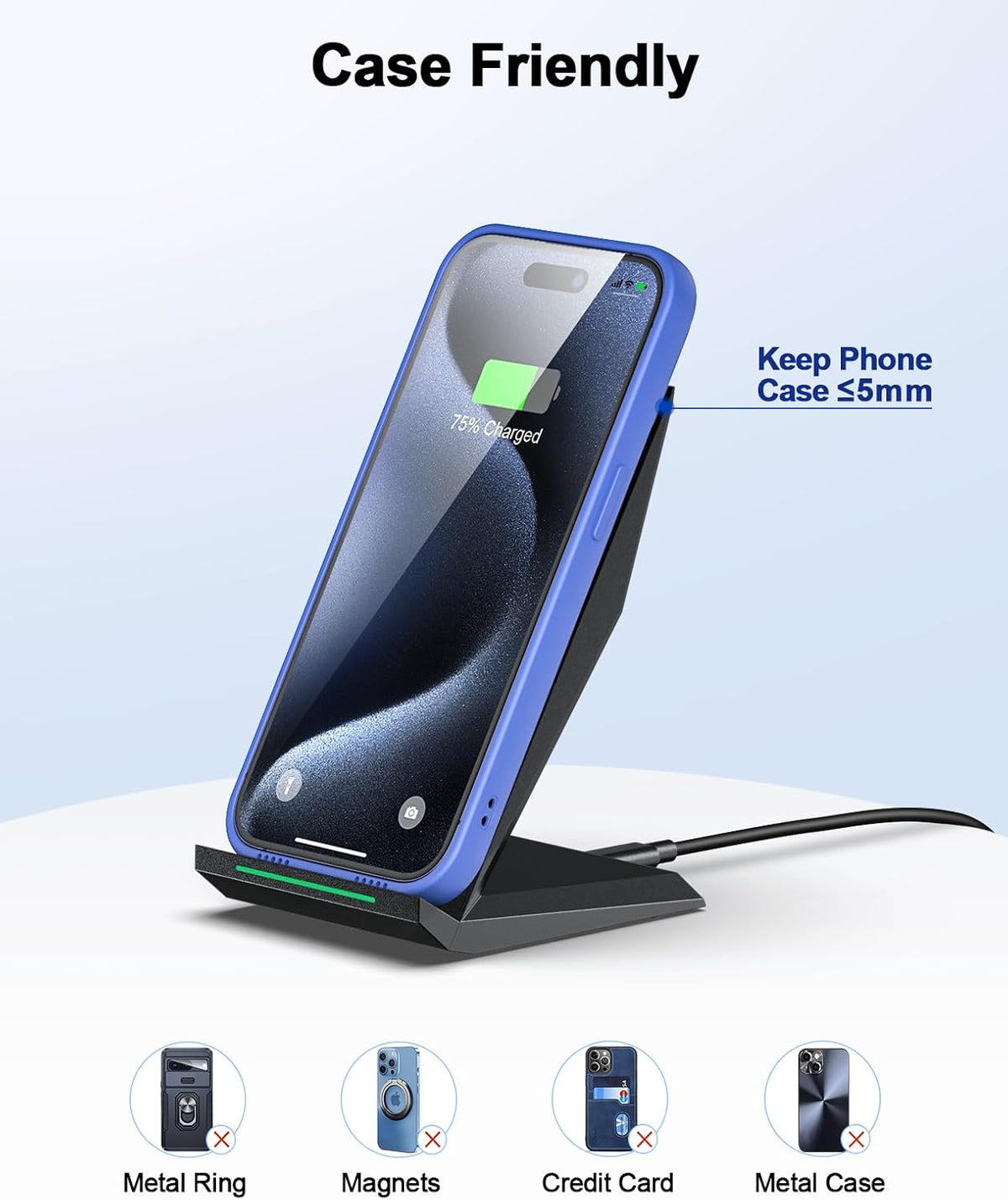 Cargador inalámbrico rápido, [2 unidades] NANAMI Soporte de carga inalámbrico compatible con iPhone 18 Pro/18 Pro Max/17/17 Air/17 Pro/16/15/14, base de cargador de teléfono para Galaxy S26/S26+/S25