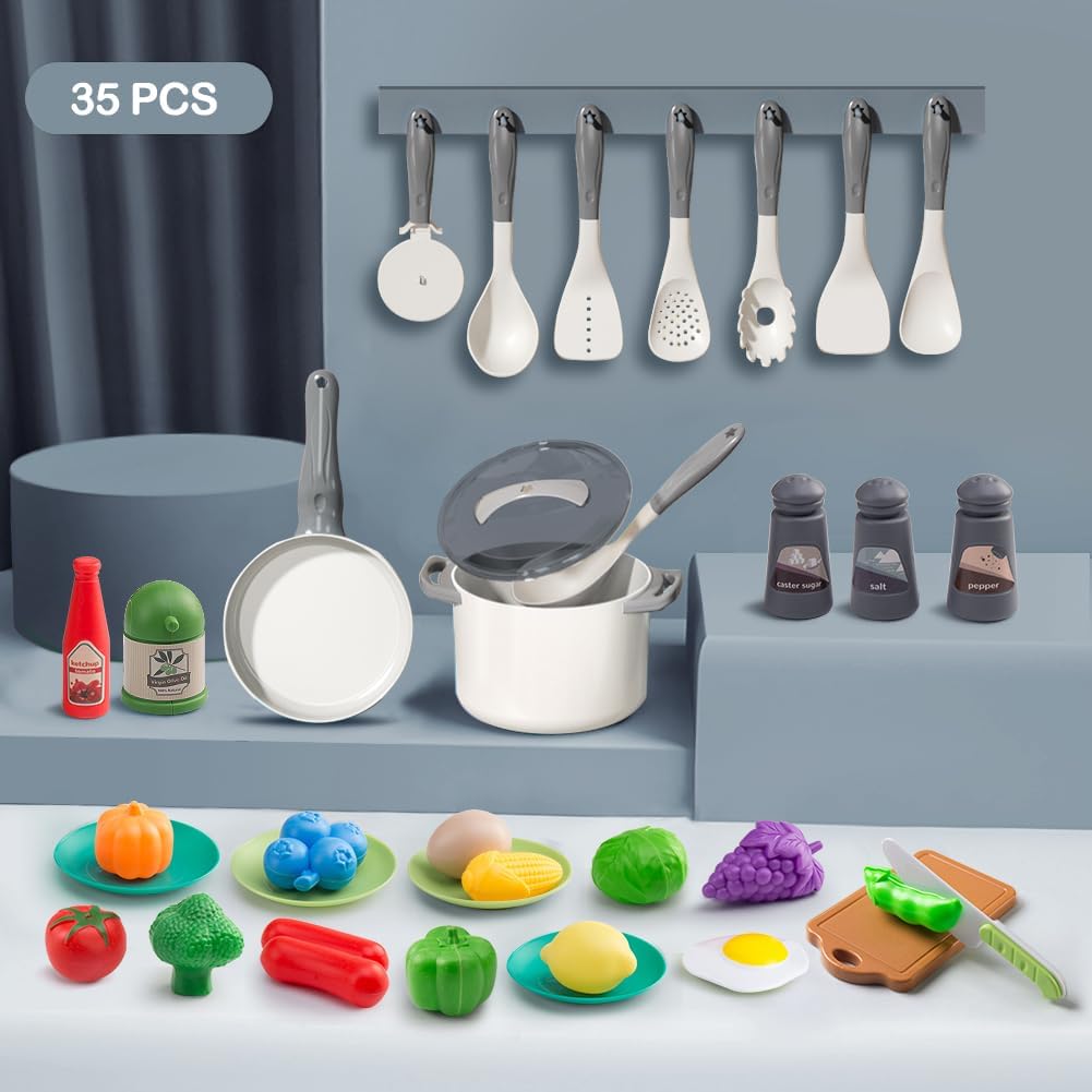 35 piezas de accesorios de juguete de cocina para niños, juego de c...