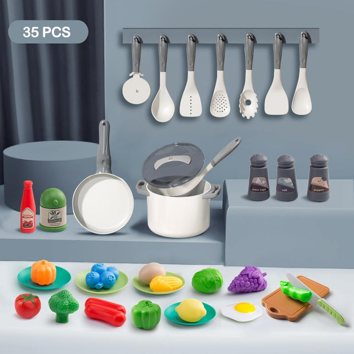 35 piezas de accesorios de juguete de cocina para niños, juego de c...