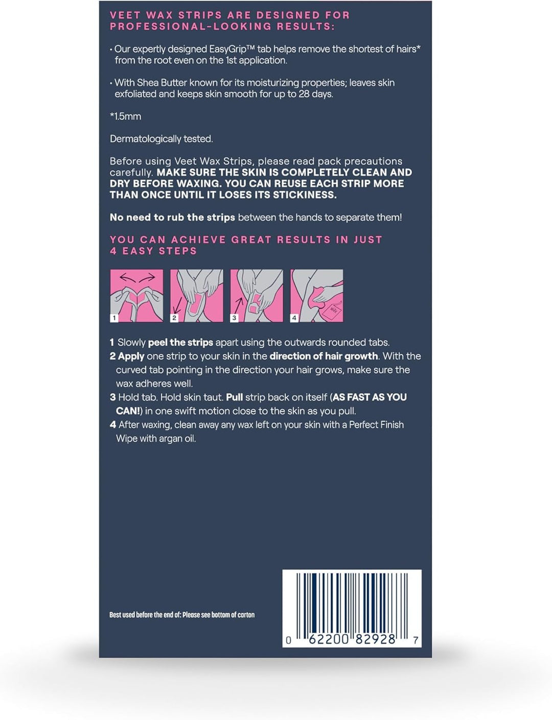 VEET Kit de depilación listo para usar para mujeres, tiras de cera...