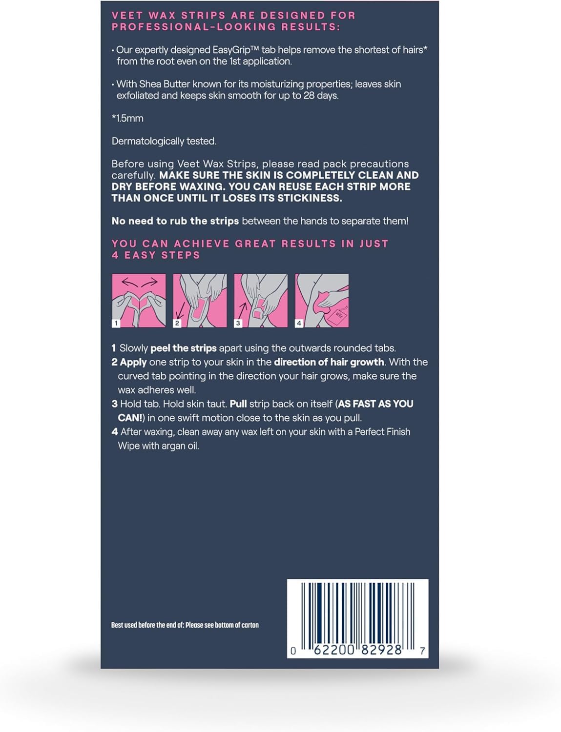 VEET Kit de depilación listo para usar para mujeres, tiras de cera...
