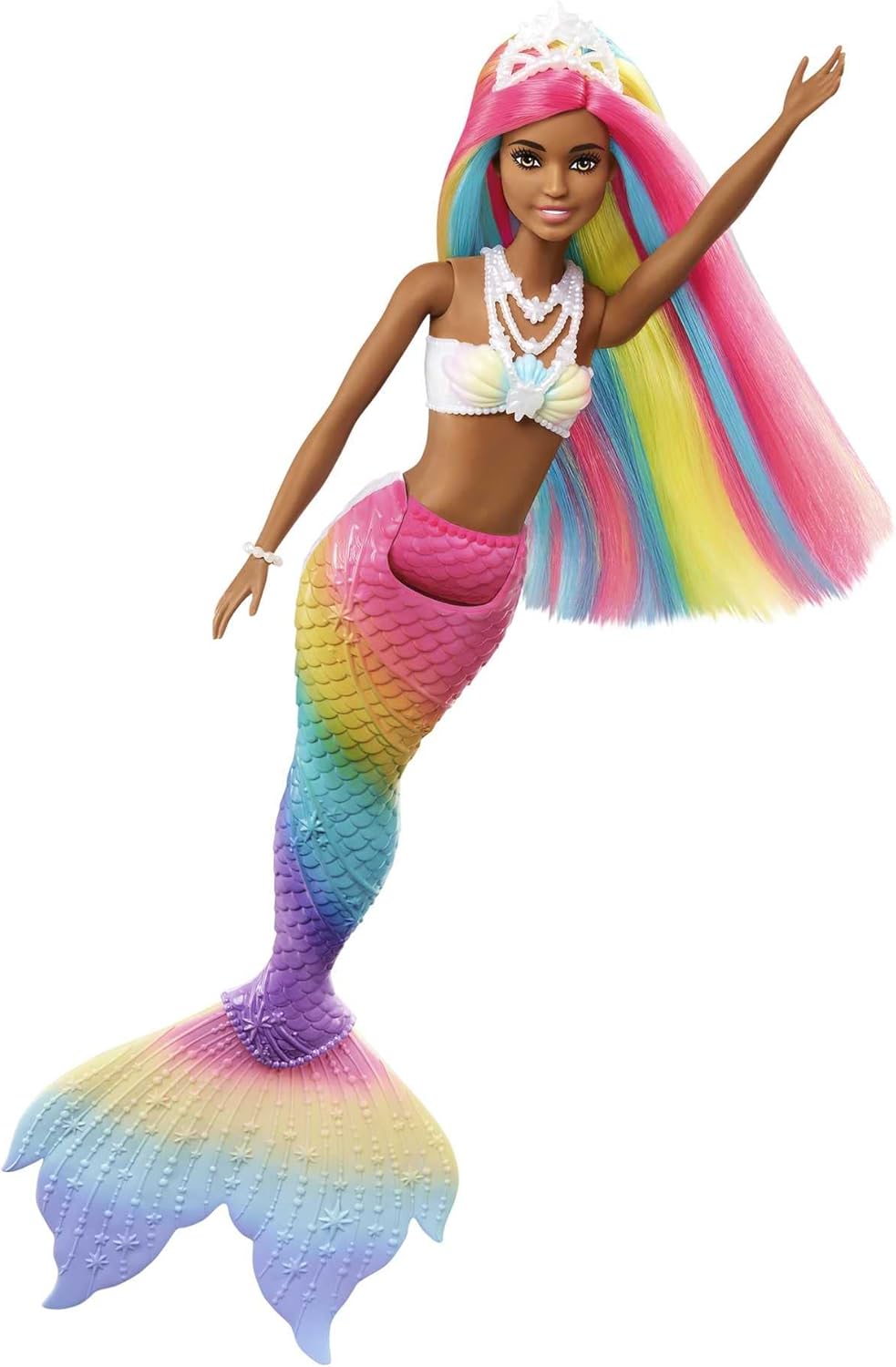Muñeca Barbie Dreamtopia, sirena mágica arcoíris con pelo arcoíris...
