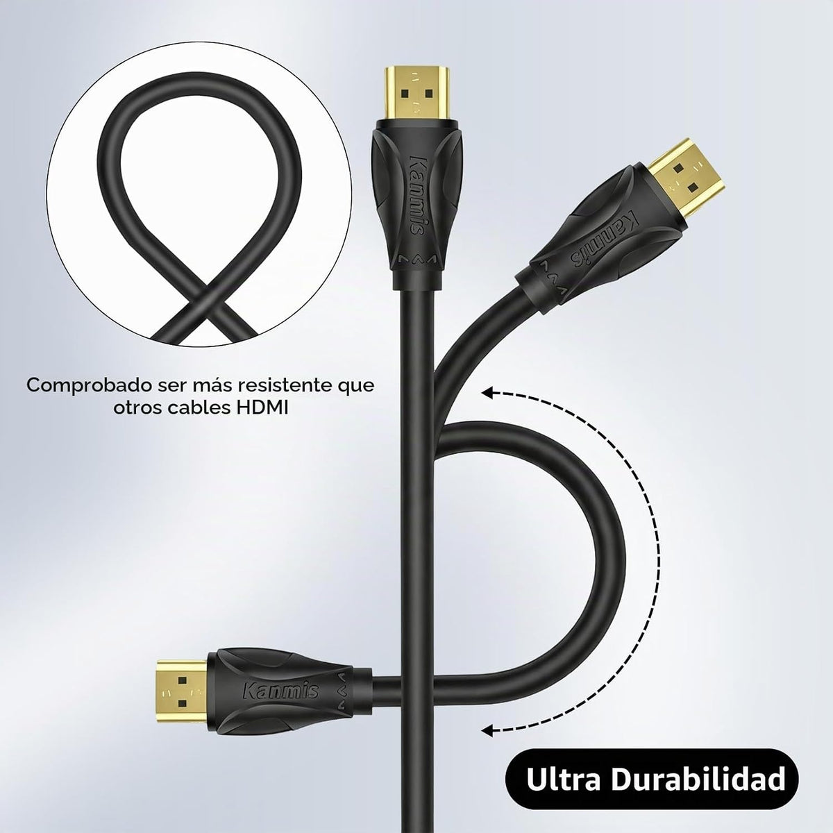 Cables HDMI de 50 pies de largo, 4K60Hz, cable HDMI 4K de alta velocidad con conectores chapados en oro, compatible con PlayStation Arc PS3 PS4 PC HDTV
