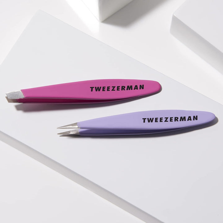 Tweezerman Mini pinzas inclinadas y punta \u2013 Juego de pinzas pa...