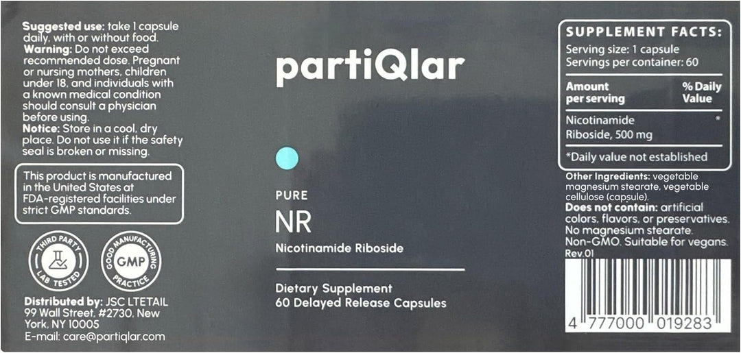 partiQlar Ribosida de nicotinamida (NR) 500mg - Suplemento NR para...