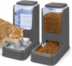 Juego de alimentador automático para gatos y dispensador de agua con cuencos de acero inoxidable, comida por gravedad para perros y bebederos de gran capacidad para cachorros pequeños y medianos