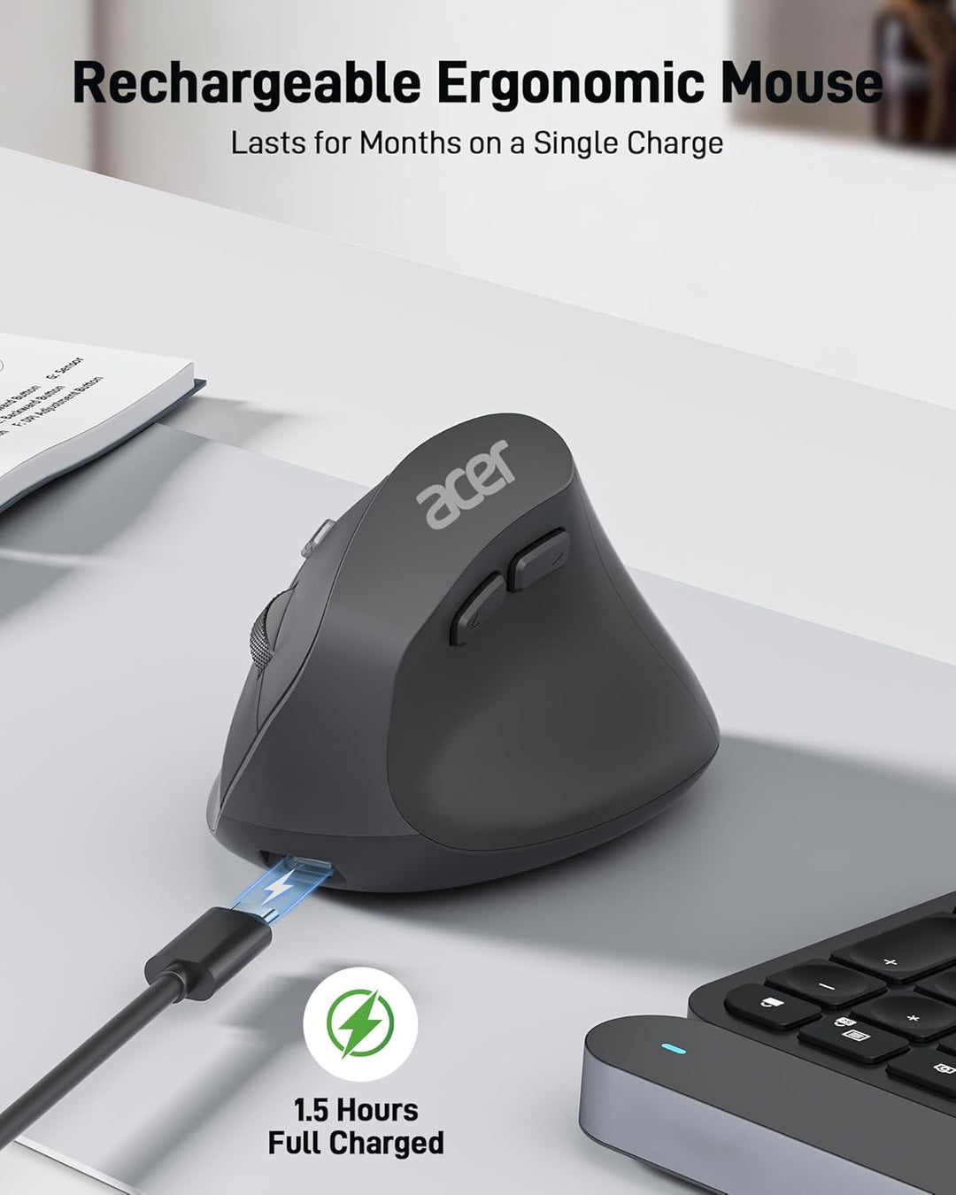 Acer Ratón Ergonómico Inalámbrico, Ratón Vertical con DPI Ajustable...