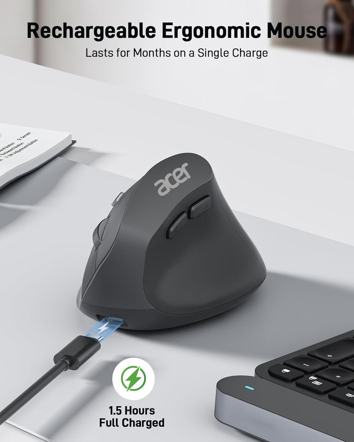 Acer Ratón Ergonómico Inalámbrico, Ratón Vertical con DPI Ajustable...