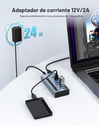 ACASIS, HS707MG-10G, hub USB 3.2 de 7 puertos, alimentado