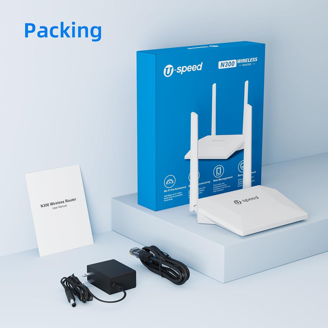U-SPEED Router WiFi N300 2.4G fácil configuración router de red ina...