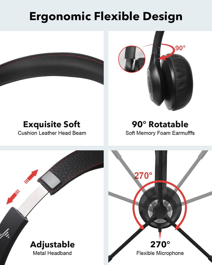 JIAMQISHI Auriculares USB con micrófono para PC, auriculares sobre...