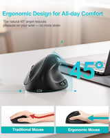 Lekvey Ratón ergonómico, mouse inalámbrico vertical para manos pequ...