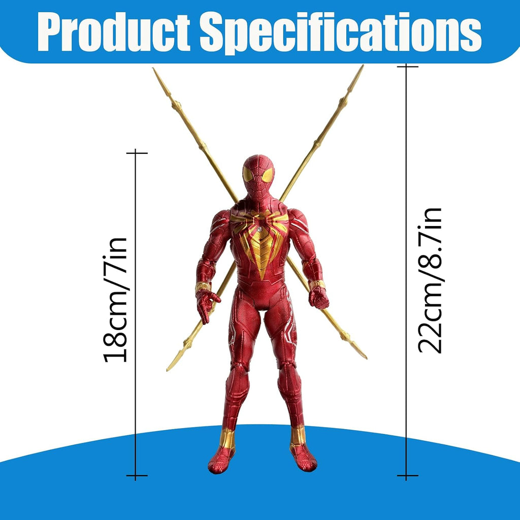 Juego de 4 figuras de acción de héroe araña, figuras de superhéroe movibles de 7 pulgadas con base de exhibición, juguetes coleccionables para fanáticos, decoración de escritorio y regalos
