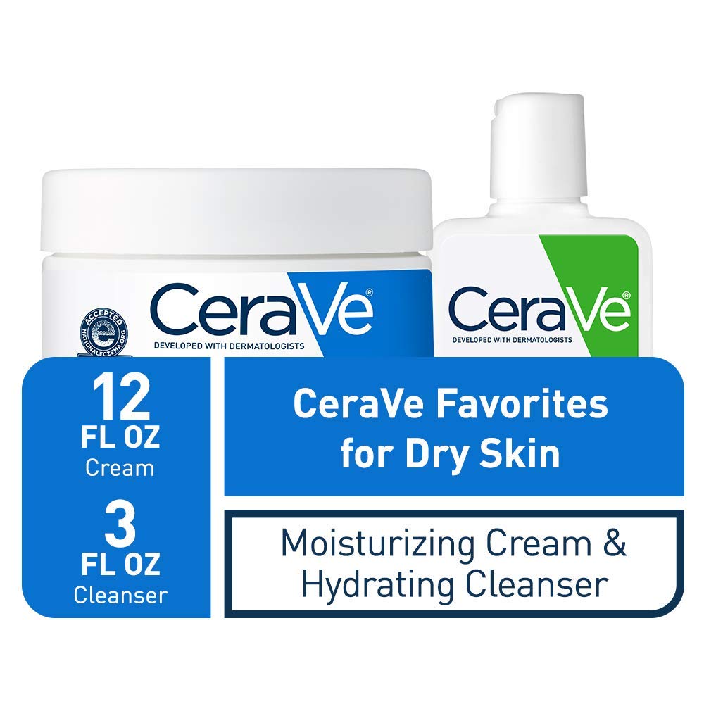 CeraVe Crema Hidratante y Limpiador Facial Hidratante, Combo de Pru...