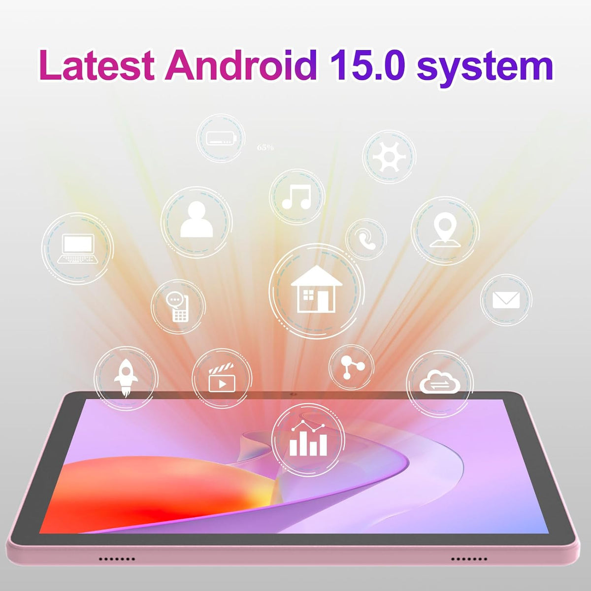 ICONLINK Tableta de 10 pulgadas Android 15 Tablets con funda
