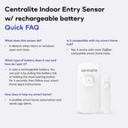 Centralite Sensor de entrada interior con batería recargable | Sensor inteligente de ventana de puerta de casa | Compatible con Zigbee 3.0 | Alarma de seguridad inalámbrica | Compatible con