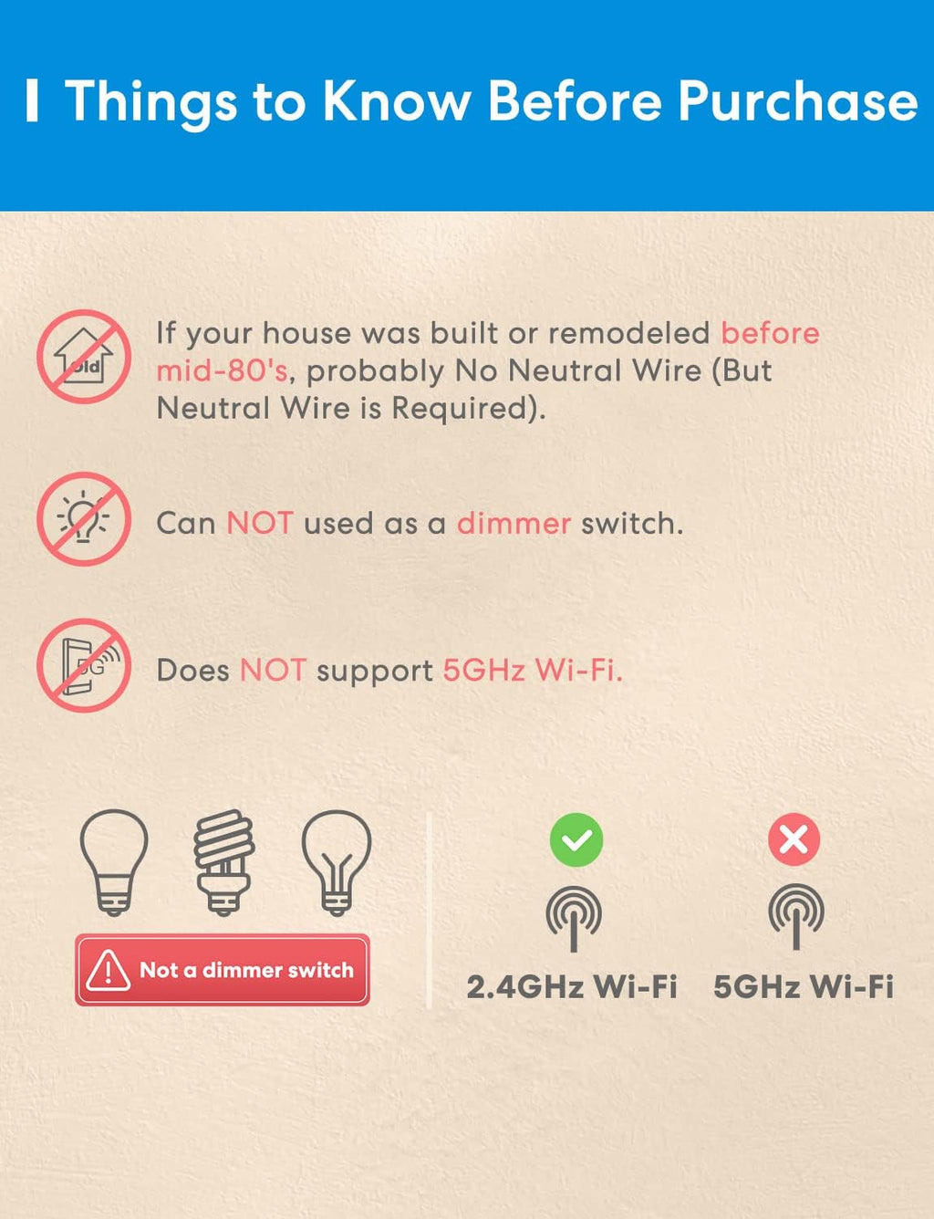 meross Interruptor WiFi inteligente, de 3 vías/de un solo polo, compatible