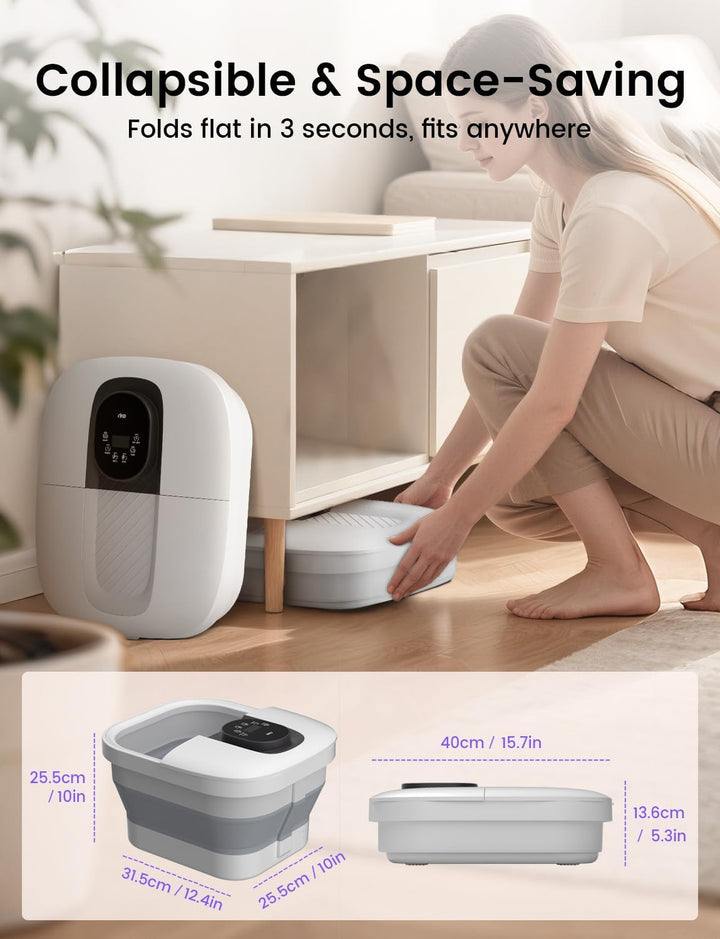 RIKE Spa de pies plegable con calentamiento rápido y masaje PTC, ba...