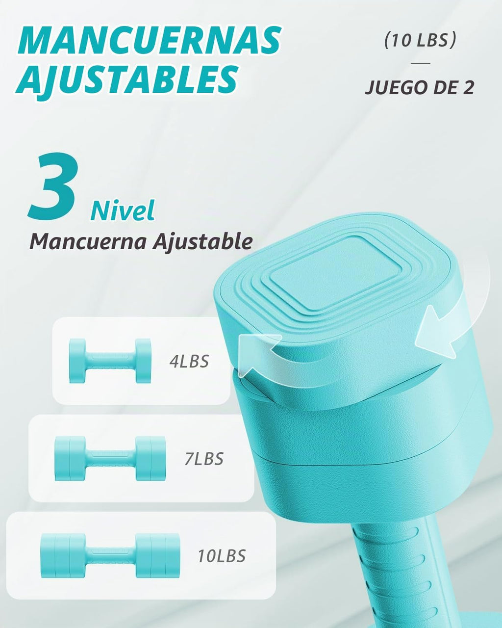 Juego de 2 mancuernas ajustables, pesas para hombres y mujeres en casa, mango antideslizante, juego de mancuernas 3 en 1, 2 libras, 3 libras, 5 libras, 10 libras, 15 libras, 20 libras, para