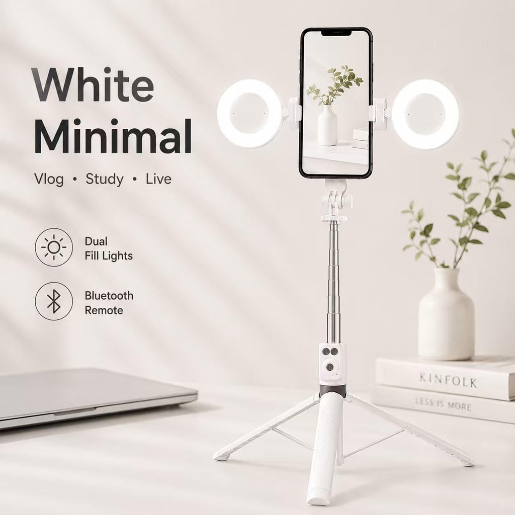 Trípode blanco del teléfono con la luz, 67 en Selfie Stick para el iPhone