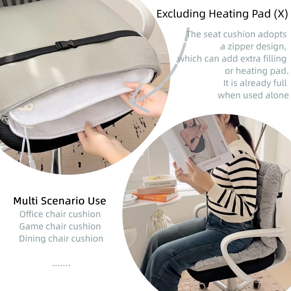 Cojín de asiento de oficina con respaldo de felpa para silla de juegos, cojín antideslizante para silla de escritorio, 18.8 x 35.4 pulgadas