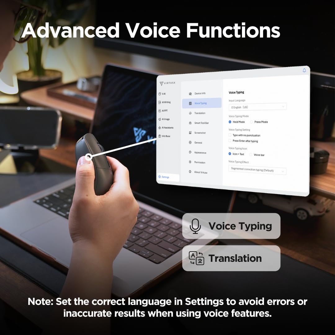 Virtusx Jethro AI Mouse - Grabadora de voz y audio para conferencia...