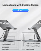 BENFEI Soporte para portátil con estación de acoplamiento USB C 6en1, HDMI 4K@60Hz, 6-in-1 stand