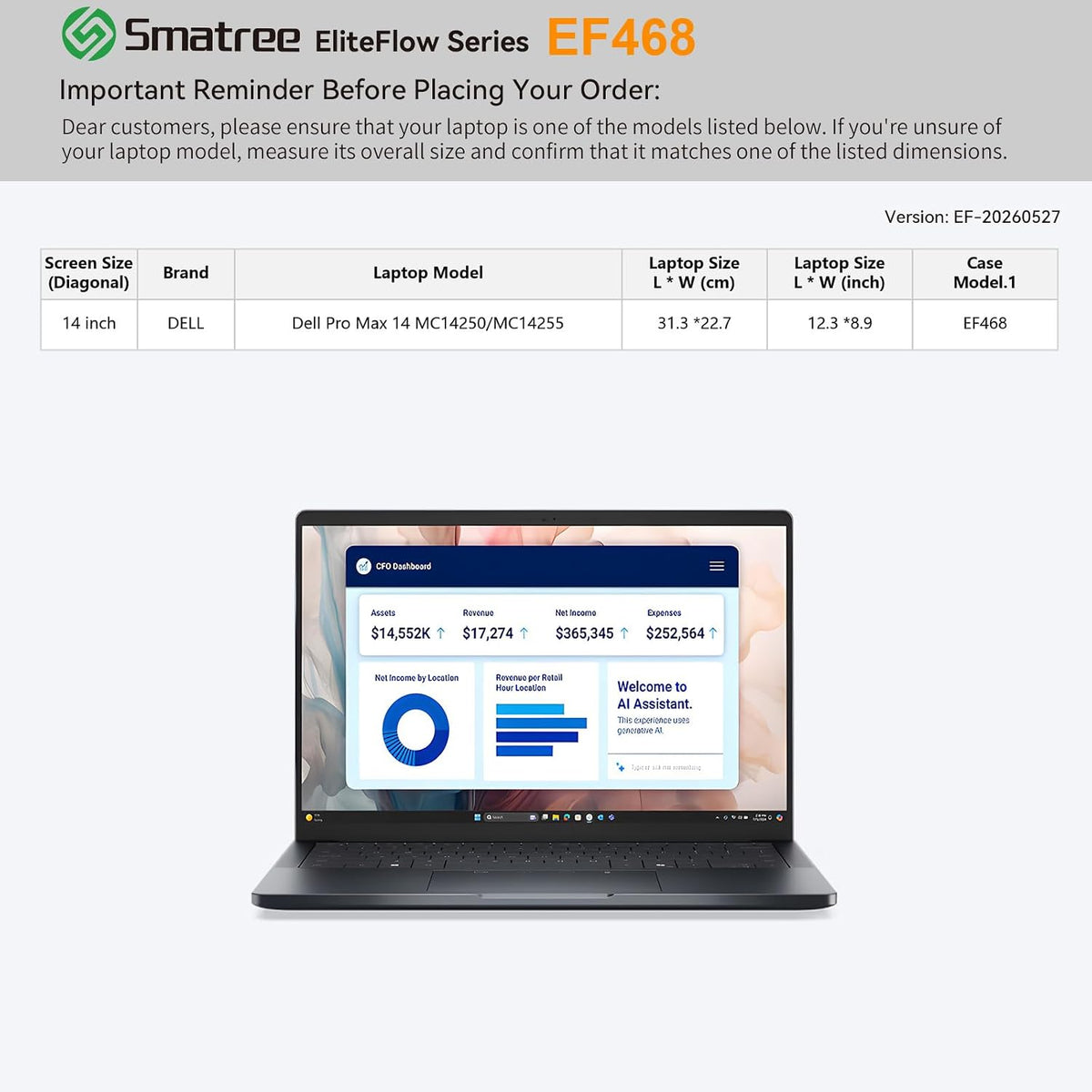 Smatree EliteFlow - Funda para portátil Dell Pro Max 14 MC14250\/MC...