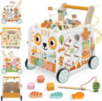 Andador de madera para bebés Weilim con centro de actividades, juguete Montessori 12M+