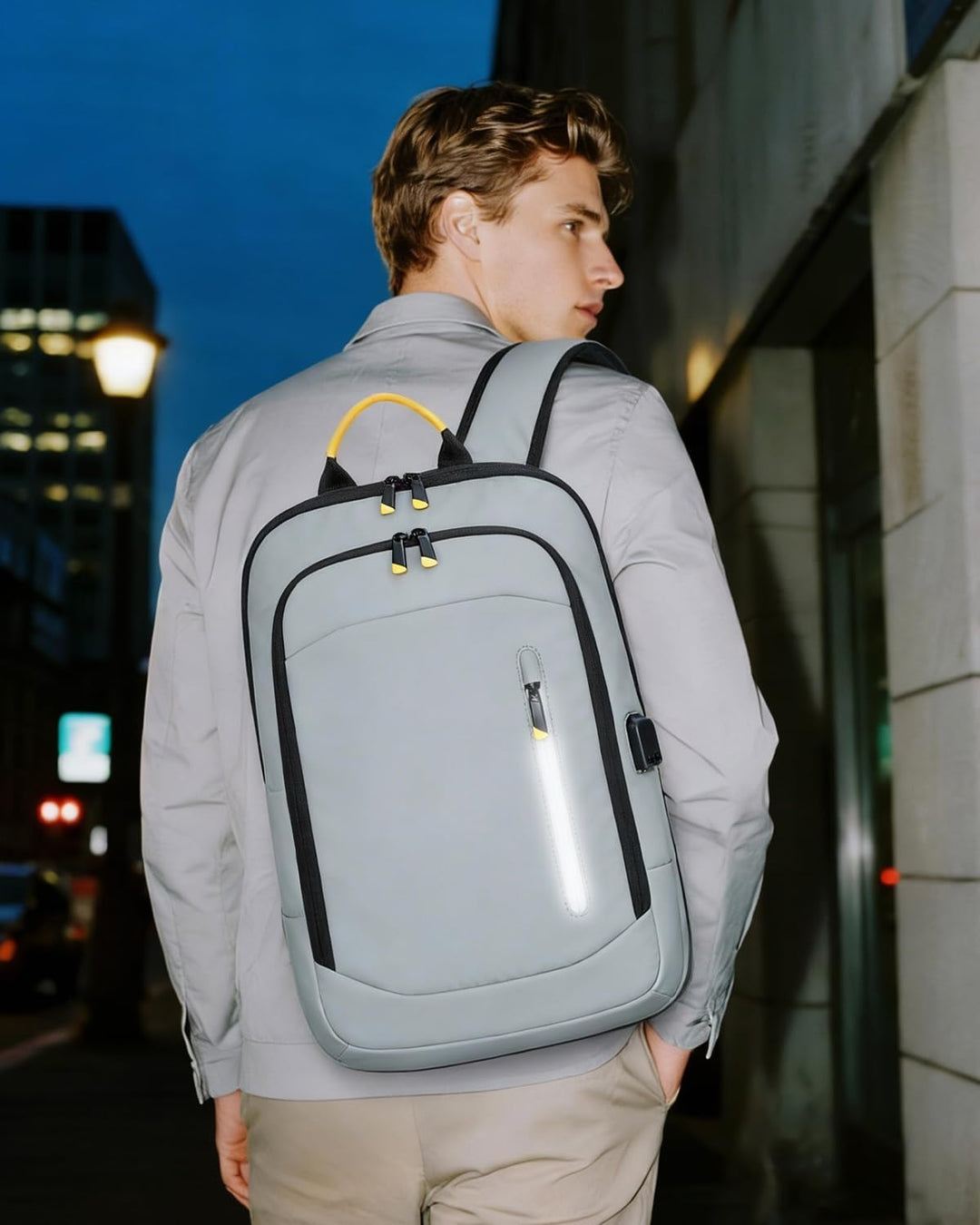 Lekespring Mochila delgada para laptop para hombre, Gris, 17,3 pulg.