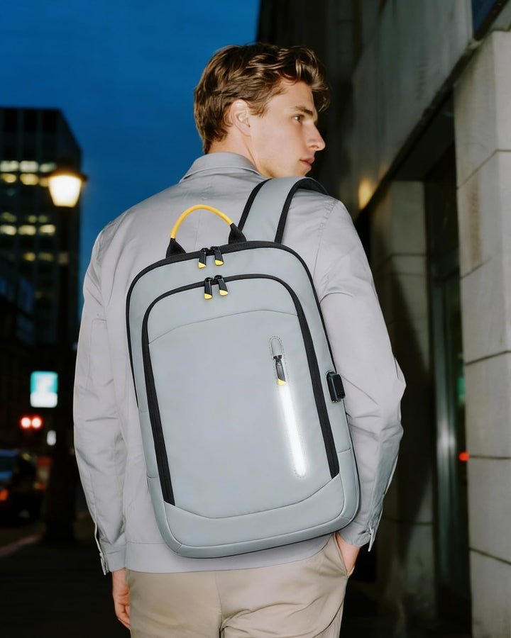 Lekespring Mochila delgada para laptop para hombre, Gris, 17,3 pulg.