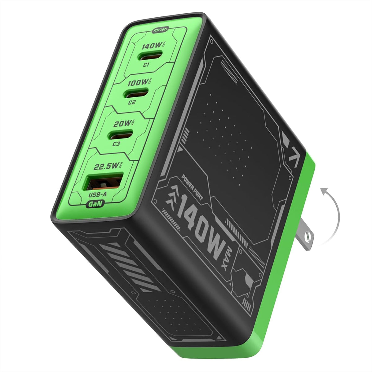 Bloque de cargador USB C de 140 W, cargador para portátil PD 3.1 GaN