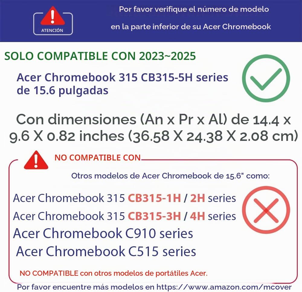mCover Funda solo compatible con computadora portátil Acer Chromebo...
