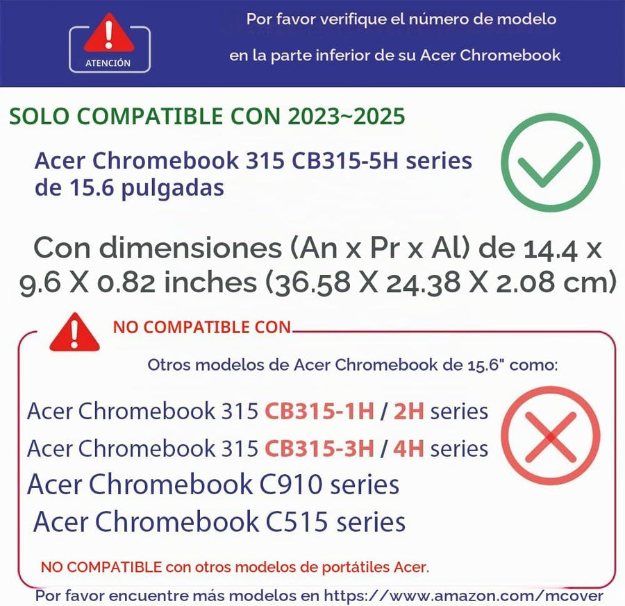 mCover Funda solo compatible con computadora portátil Acer Chromebo...