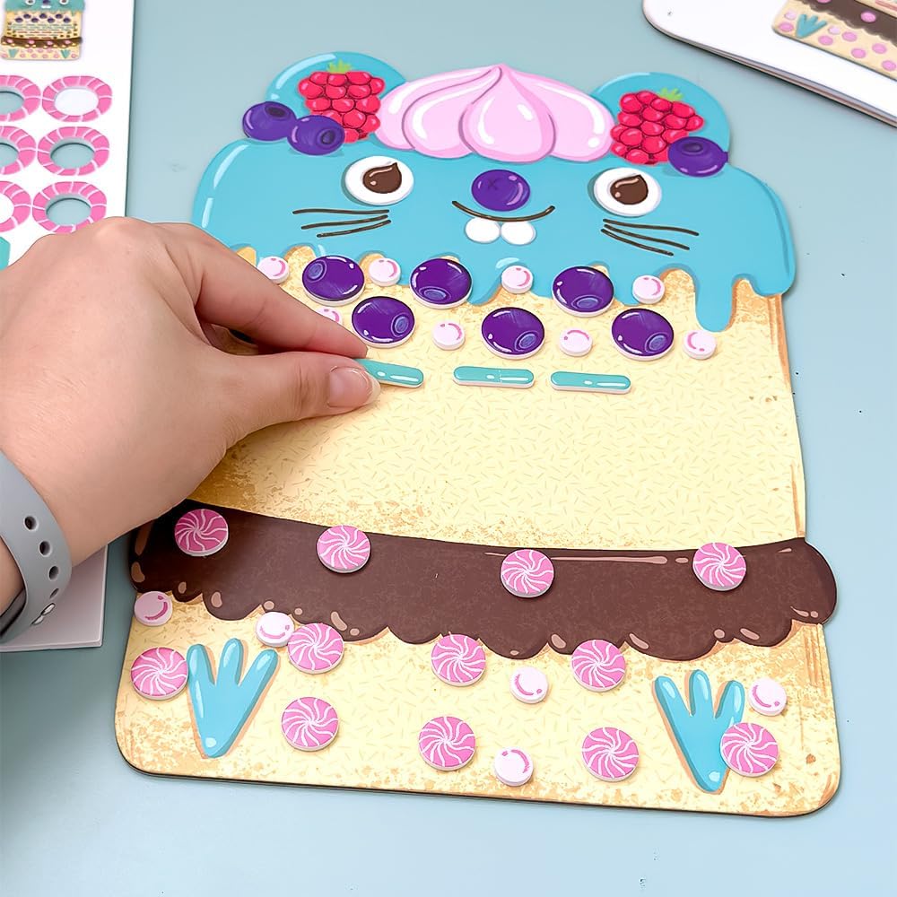 DJECO LPA Cakes & Sweets Collages Kit de mosaico – Crea tu propia chispa con purpurina para el hogar – Divertido y creativo para familiares y amigos, niños y niñas, educativo, kit de manualidades de