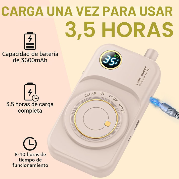 Lima de Uñas Eléctrica Portátil: Taladro de Uñas de 35000 RPM, Máqu...