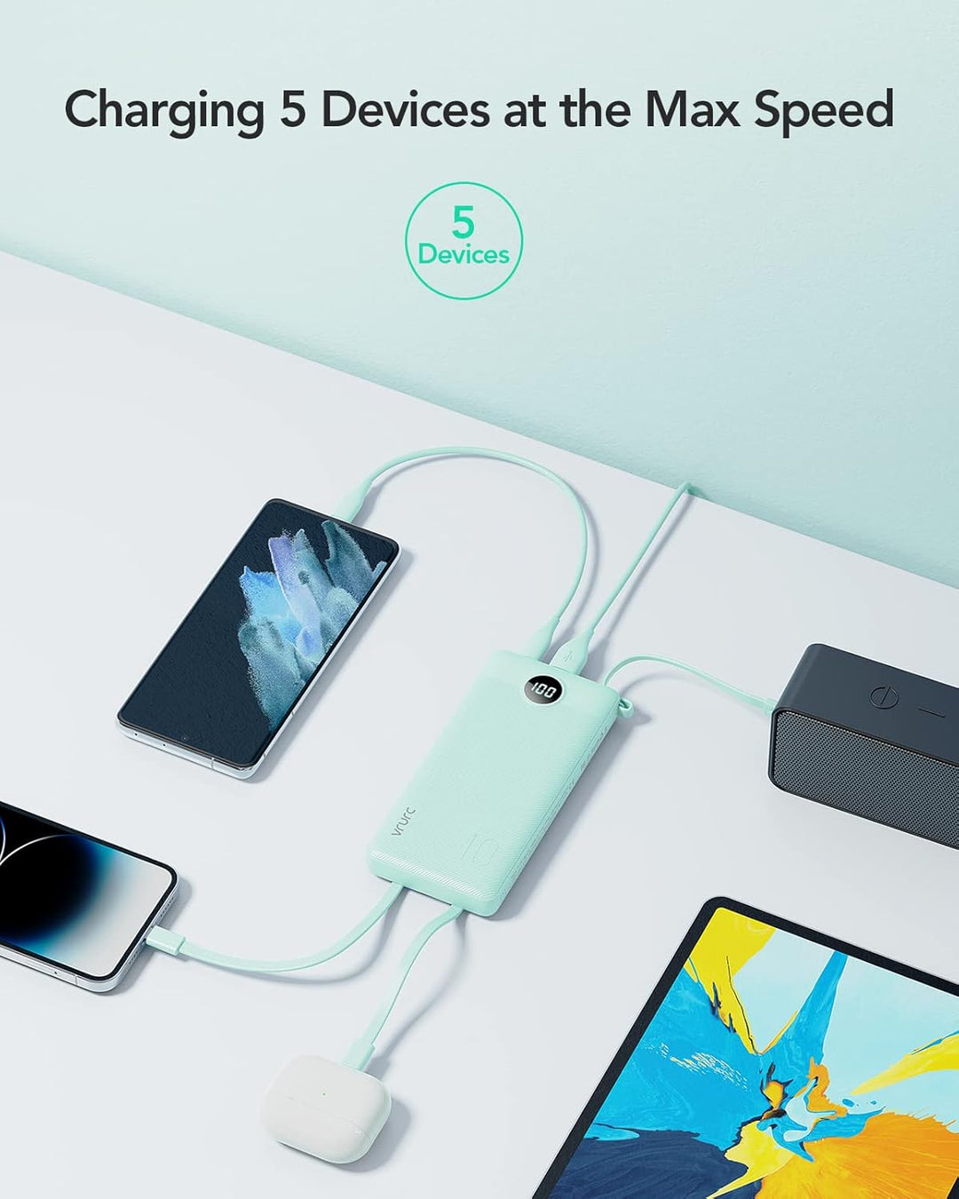 VRURC Cargador portátil para iPhone, batería compacta de viaje de 1...