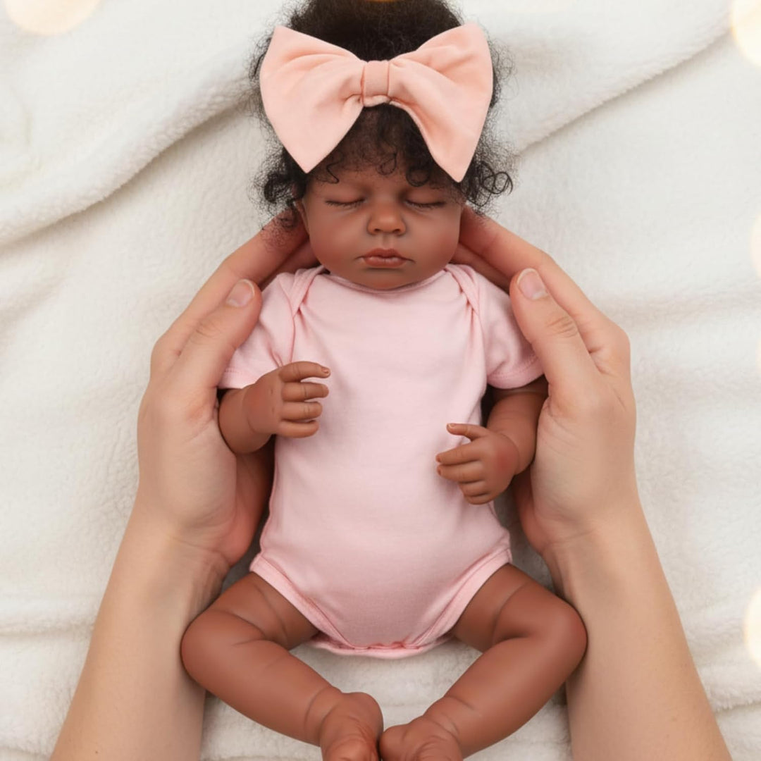 Yudill Muñeca realista de bebé Reborn negra de 18 pulgadas con ojos...