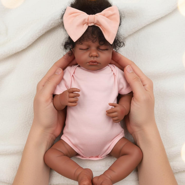 Yudill Muñeca realista de bebé Reborn negra de 18 pulgadas con ojos...