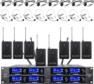 Sistema de micrófono inalámbrico UHF de 8 canales Lavalier Mic Body...