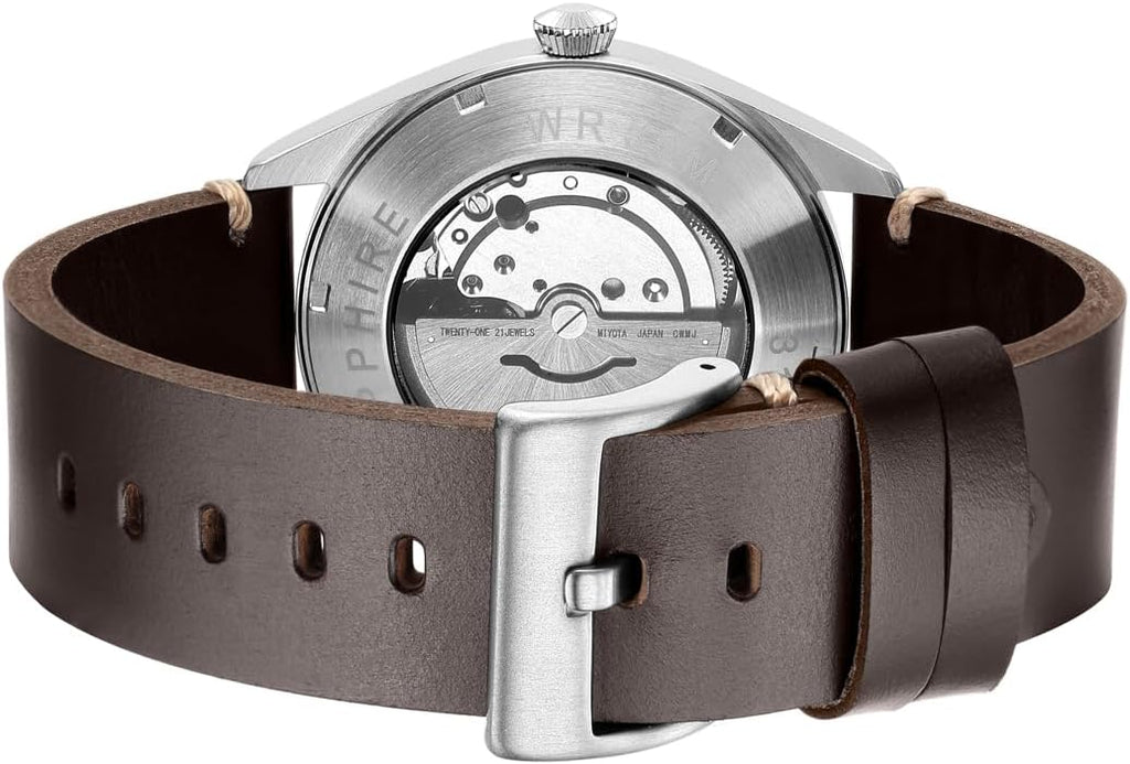 Boyarca Pilot Watch - Reloj de pulsera de aviador para hombre, movimiento automático, retro, caja de acero inoxidable con luminoso impermeable