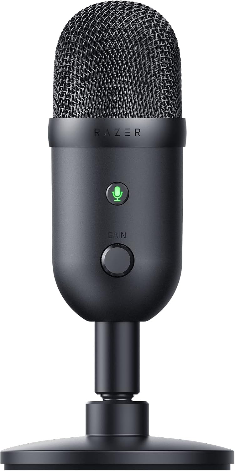 Razer Seiren V2 X - Micrófono USB de condensador para transmisión y juegos en PC: patrón de captación supercardioide - Limitador digital integrado - Monitorización del micrófono y control de ganancia