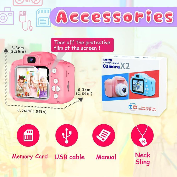 Seckton - Cámara de selfie mejorada para niños, regalos de cumpleañ...