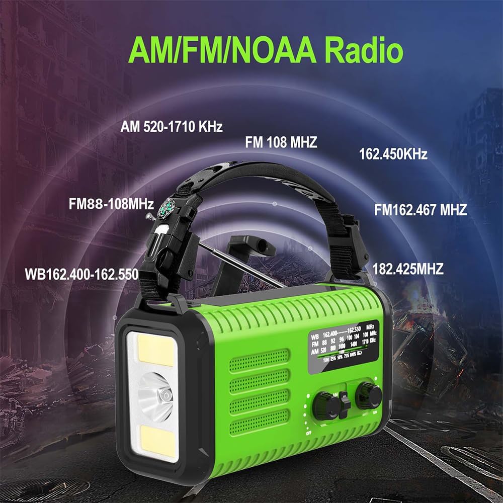 Radio de manivela de emergencia 20000mAh, radio meteorológica de