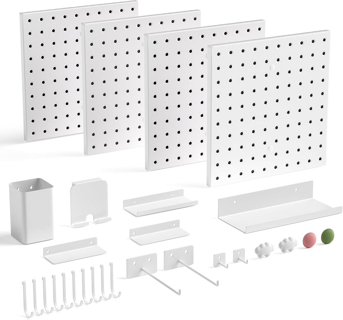 Kit de Organizador de Pared con Paneles de Metal Magnéticos 4‑Piezas 10 x 10 in, Blanco
