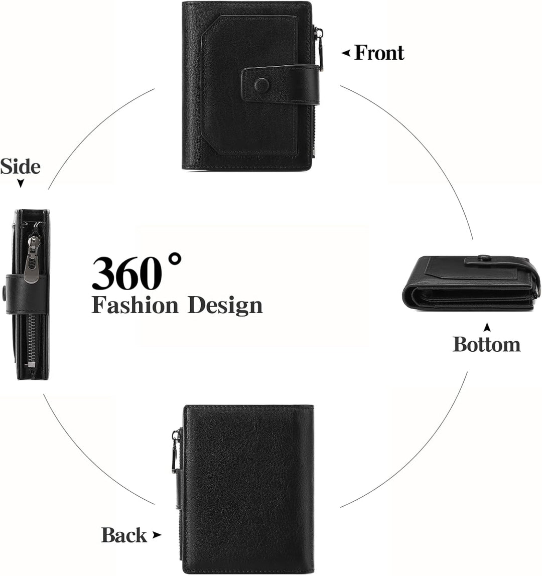 GAEKEAO Billeteras de cuero genuino para hombre con cremallera, blo...