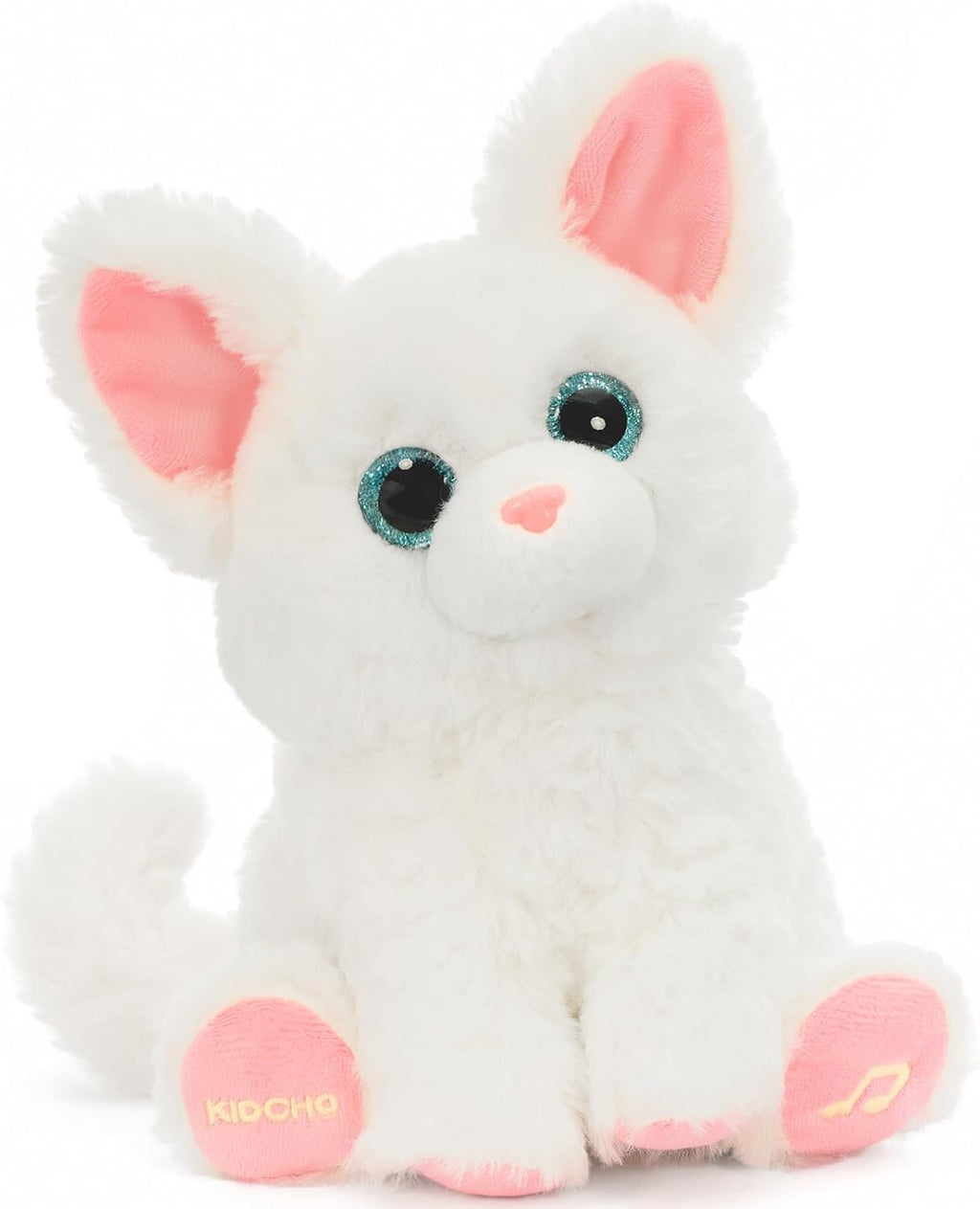 Juguete de peluche blanco del gato, 10" juguete musical interactivo