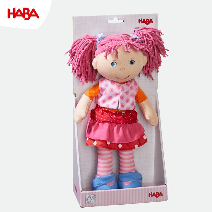 HABA Lilli-Lou Muñeca Blanda de 12 Pulgadas con Cabello Rosa en Col...