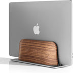 UPERGO Soporte vertical para computadora portátil, soporte para computadora portátil para acoplar MacBook, MacBook Pro y otras computadoras portátiles, madera de nogal negro