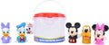 Mickey y amigos juego de 6 piezas de juguetes de baño con pulverizador. Juguetes de baño para bebés y niños pequeños, incluye cubo organizador con drenaje para guardar tus juguetes de agua para el